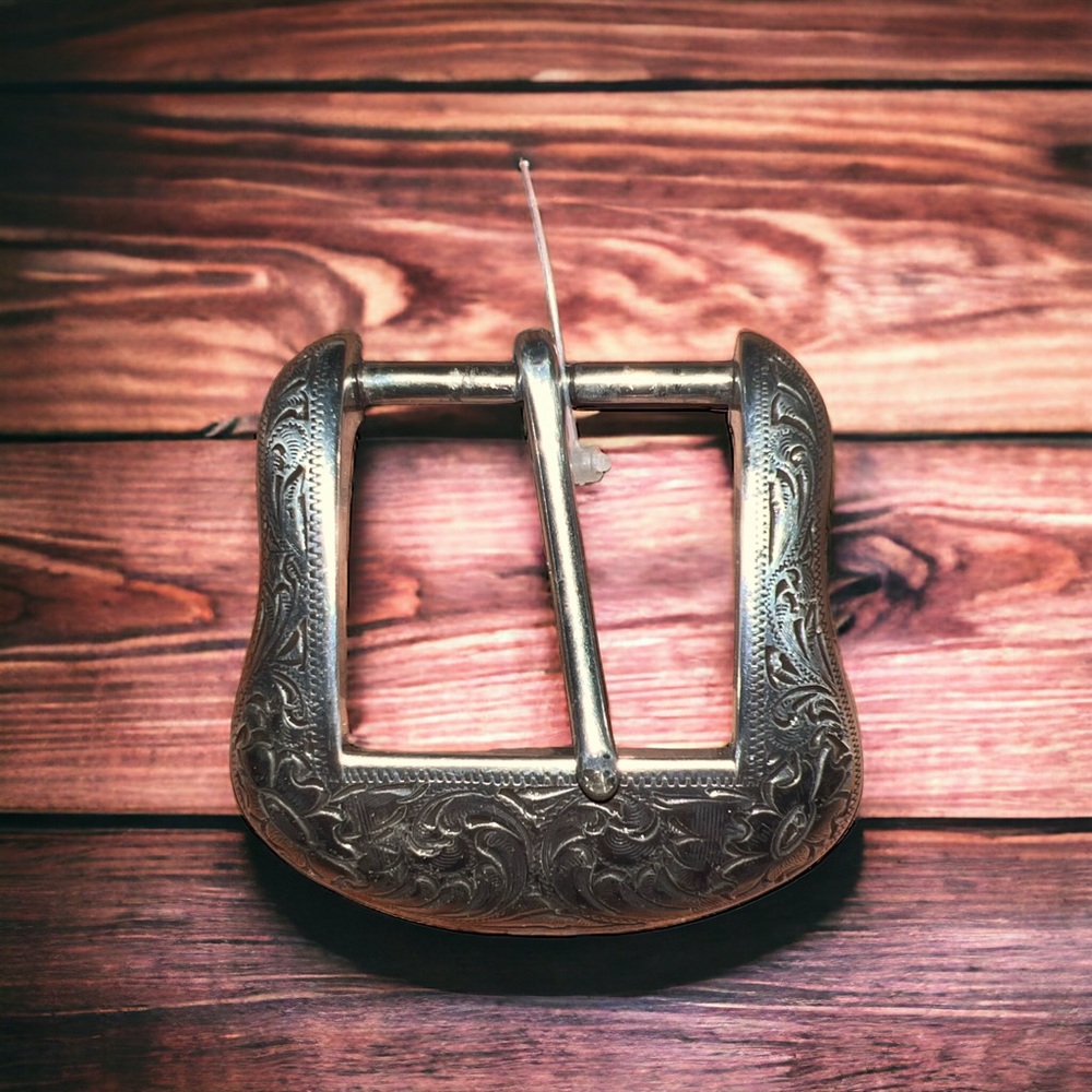 JACKSON'S | BRN OSTRICH PRINT BELT BUCKLE UNISEX